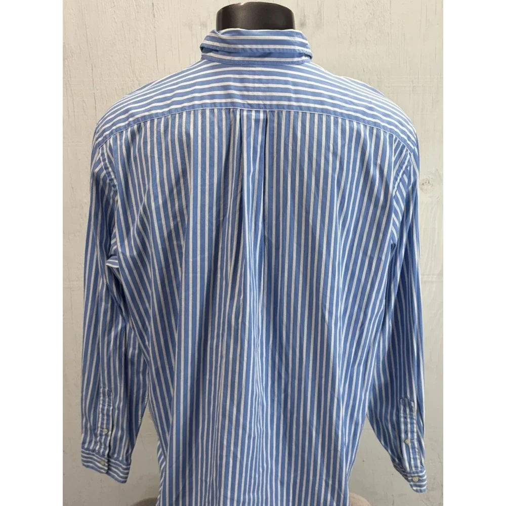 Polo Ralph Lauren Button Front Shirt Mens Size 2XLT Blue White Striped Classic